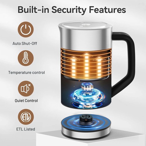 Electric Stainless Steel Milk Frother - 500ml for Perfect Lattes & Cappuccinos - Picture 7 of 9