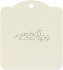 GRAPHIC 45 "SQUARE TAG ALBUM IVORY" 4.5 X 5 9 TAGS SCRAPJACK'S PLACE