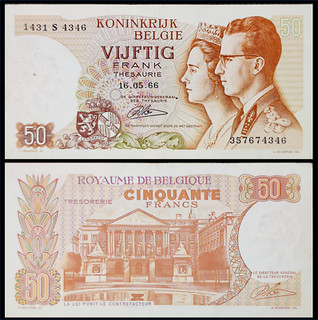 Billet Belgique usagé 50 Francs 1966 1966 05 16 KM:139 BE