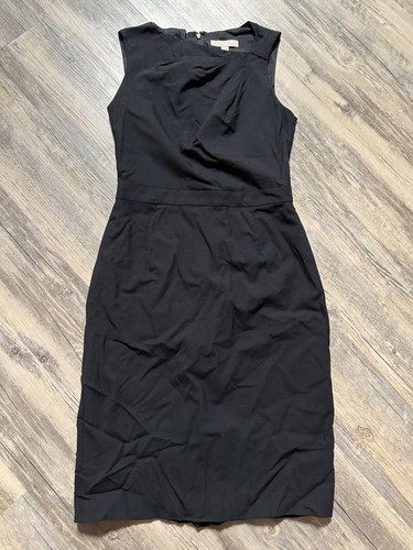 Banana Republic Dress Black Sheath Size 4 Sleeveless Wool Asymmetrical Neck Line