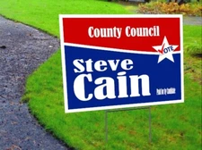 15 Pack - Custom Yard Signs-18x24-Full Color Design-Double Sided-Stakes Optional