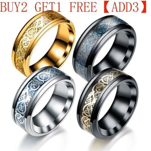 Mens Fashion Viking Ring Punk Stainless Steel Rings Party Jewelry Gift Size 5-13