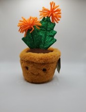 FAO Schwarz Sparklers Cute Cactus Plush Orange Flowers Plant 7 Inch New