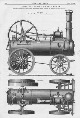 BARROW & STEWART of Banbury 8 PS tragbarer Motor antiker technischer Druck 1872
