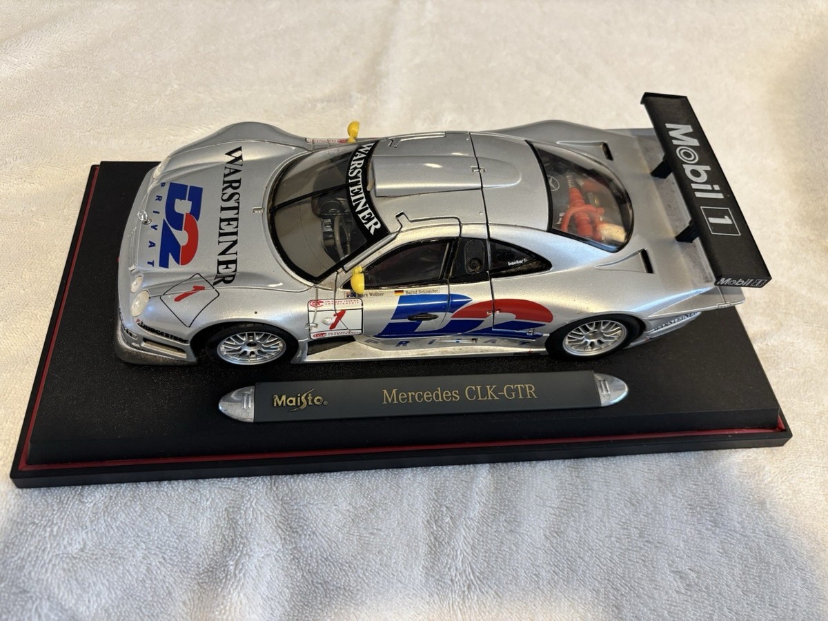 Maisto Mercedes-Benz CLK-GTR LeMans Racecar Diecast Silver Blue