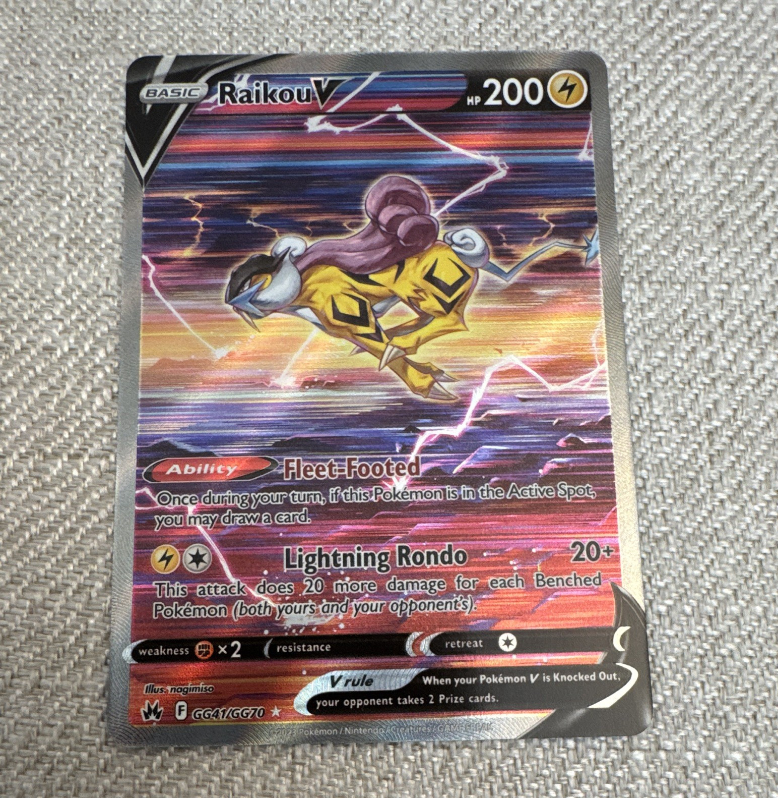 Raikou V GG41/GG70 Crown Zenith Galarian Gallery Full Art Holo EN