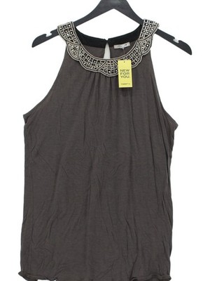 Jigsaw Damen Top L grau Lyocell Modal mit Wolle ärmellos Rundhals Basic