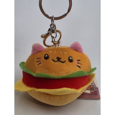 New Super Mini Orange Cat Hamburger 3'' Plush Keychain by Takashoji