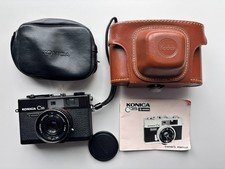 Rare Konica C35 Automatic 35mm Rangefinder Camera Hexanon f/2.8 Case Manual Cap