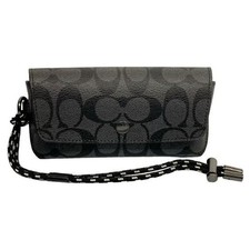 COACH Eyeglass Case, Sunglass Case Black Gray Leather