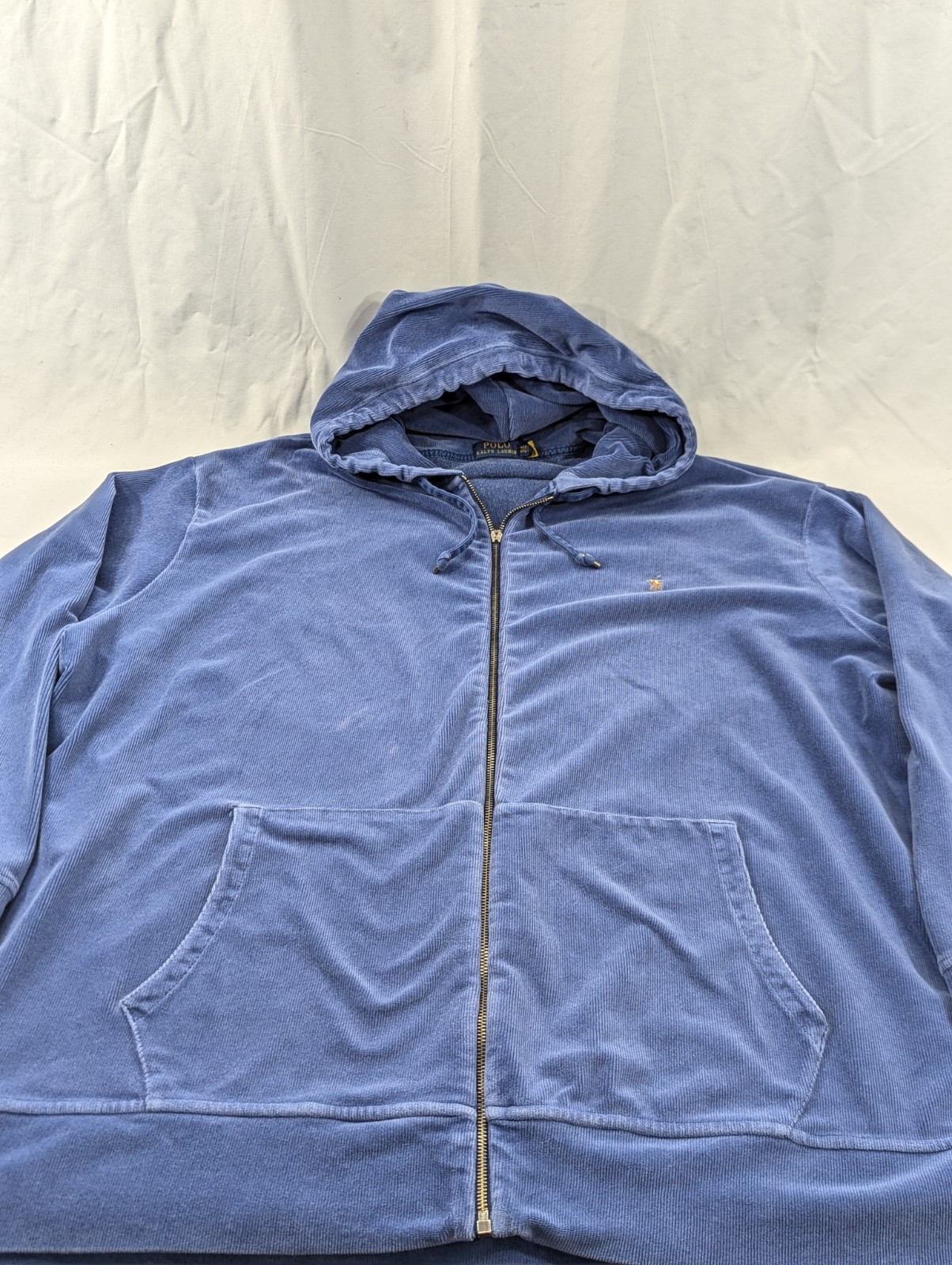 Polo Ralph Lauren uomo maglia velluto a coste full zip cappuccio taglia 4XB morbido pony *DIFETTI