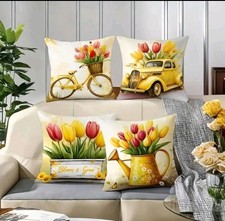 Set Of 4 Cushion Covers Pillowcase Spring 45cm 18"×18"Gift Home Decor Throw