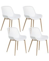 Set Aus 4 Stabilen EsszimmerstüHlen Aus Kunststoff Polyester Holzimitat Und Eise