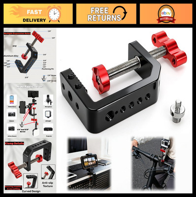 Heavy Duty C Clamp Desk Mount for Camera & Light Stand, 1/4'' & 3/8'' Threads, Fit