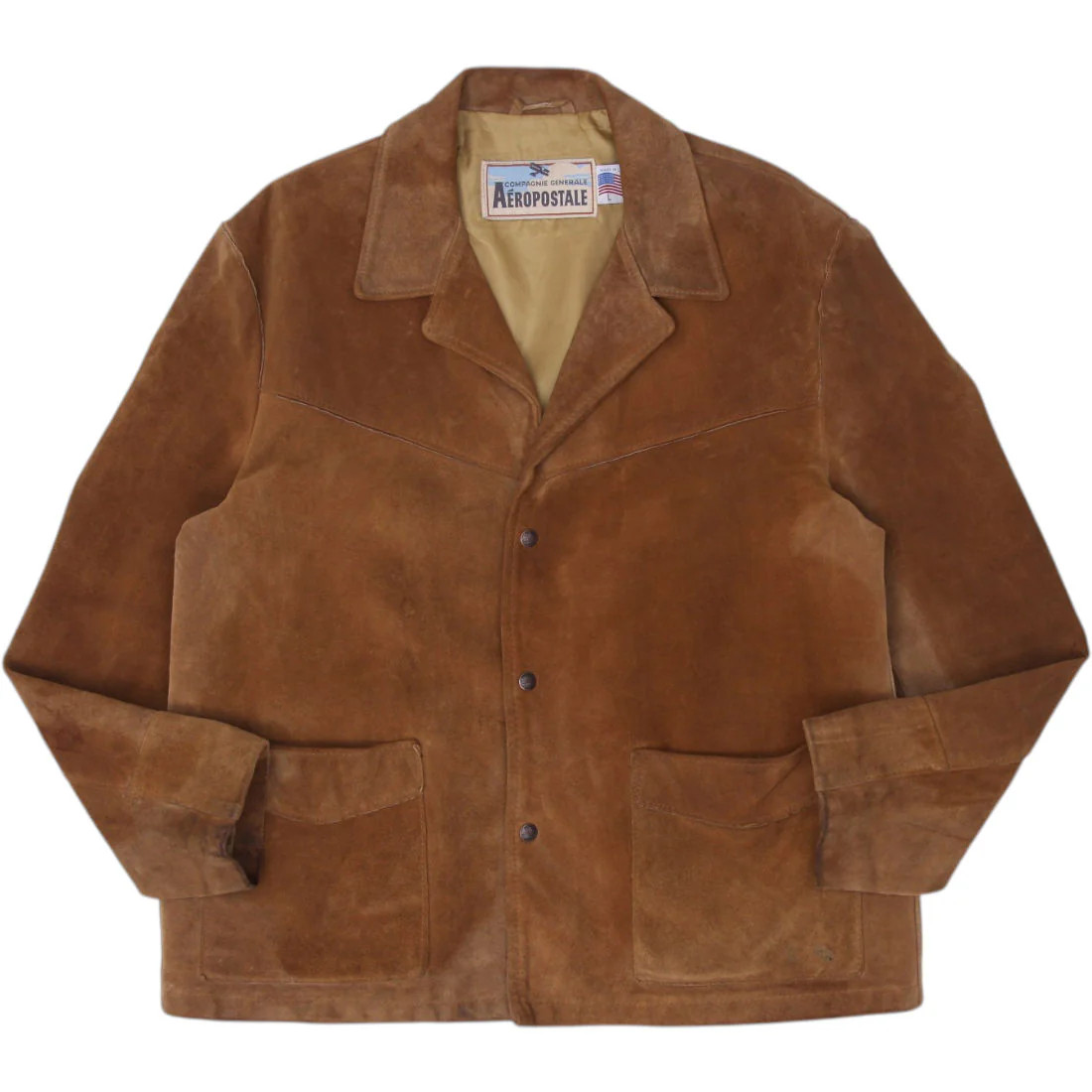 Vintage Aeropostale 80s Schott Western Brown Suede Jacket Made In USA Large