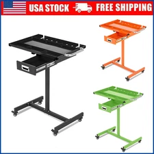 Adjustable Height Mobile Work Table 220Lbs Mobile Rolling Tool Table with Drawer