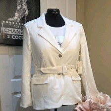 Nwt Large HAVER BLAIR Chic Cream Women's Blazer with Gold
