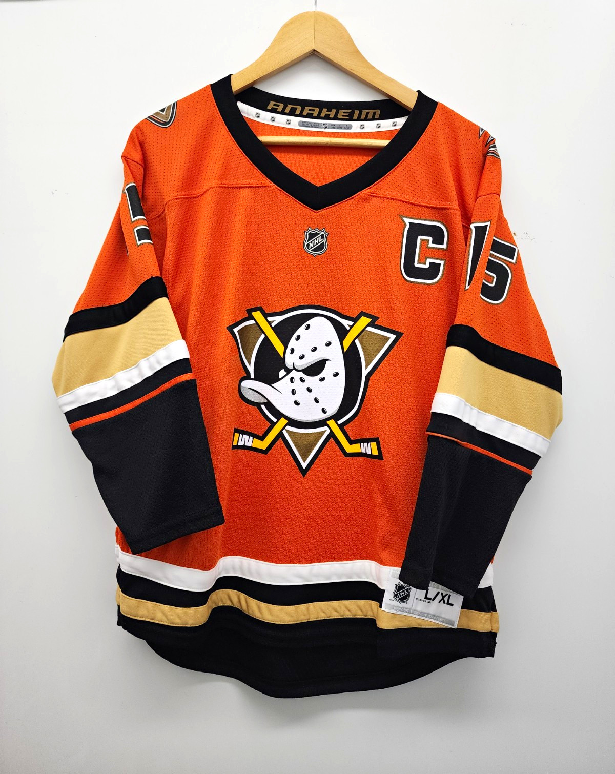 Anaheim Ducks Ryan Getzlaf #15 NHL Hockey Jersey Orange youth L/XL Black Gold