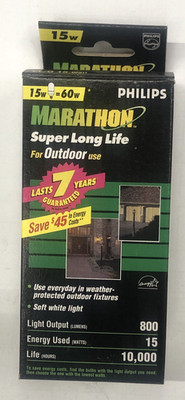 PHILIPS MARATHON EARTHLIGHT EL/O15 OUTDOOR FLUORESCENT LONG LIFE BULB - 15 WATTS