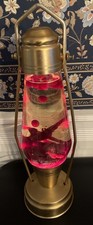 Vintage Red LAVA LAMP Lantern Style Gold Colored Trim WORKING! 18.5" MCM