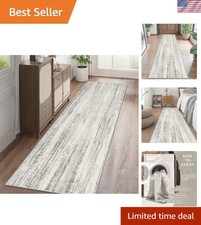 Versatile 2' x 8' Washable Runner Rug: Low Pile Non-Slip with Abstract Pattern
