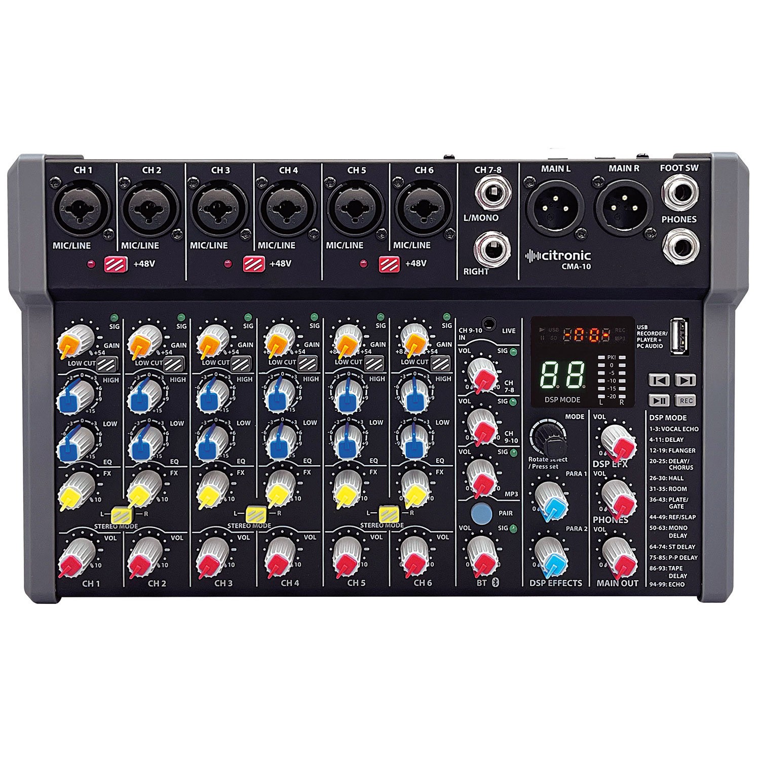Citronic CMA-10 Compact Mixer with DSP FX and BT/USB (NEW)
