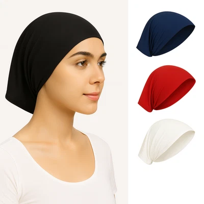 HATS WORLD PREMIUM QUALITY Under Scarf Cap Hijab Scarf TUBE BONNET BONE Chemo Hair Wrap