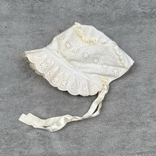 Vintage Handmade Baby Bonnet Off White Cream Eyelet Cottagecore Country Hat