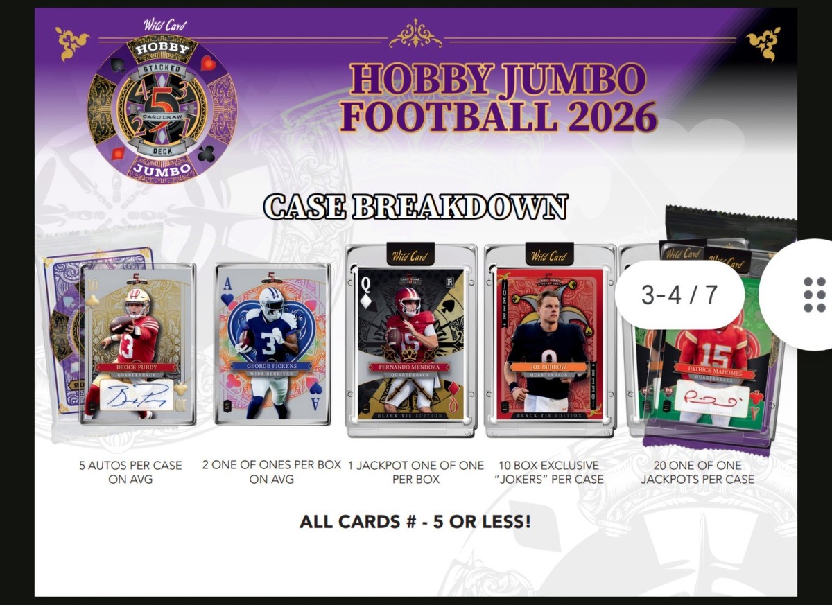 2025 Wild Card Five Card Draw Stacked Deck Football Hobby Jumbo
