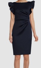 Eliza J Women's Blue Ruffle Sleeve Lined Knee-Length Sheath Pencil Dress Size 16