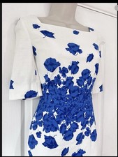 LK BENNETT Lasa Dress Size UK10 US6 Poppy Shift Snorkel Blue ASO Royal PoW Rare!