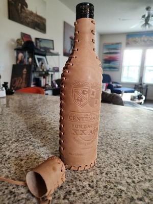 Ron Centenario Leather Bottle   Tiki Bar Decor   Costa Rica Rum Collectible