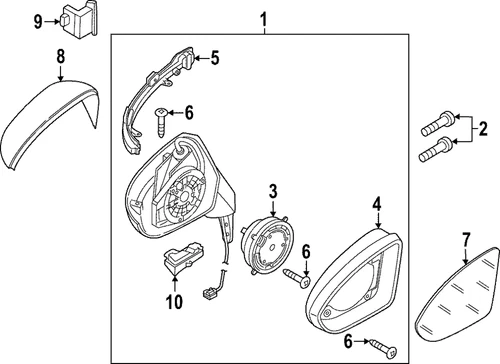 Genuine Volkswagen Mirror Assembly 5H1-857-508-AG-9B9
