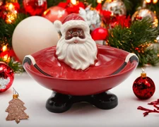 African American Santa Claus Ceramic Candy Bowl, Home Décor, Gift for Her, Gift