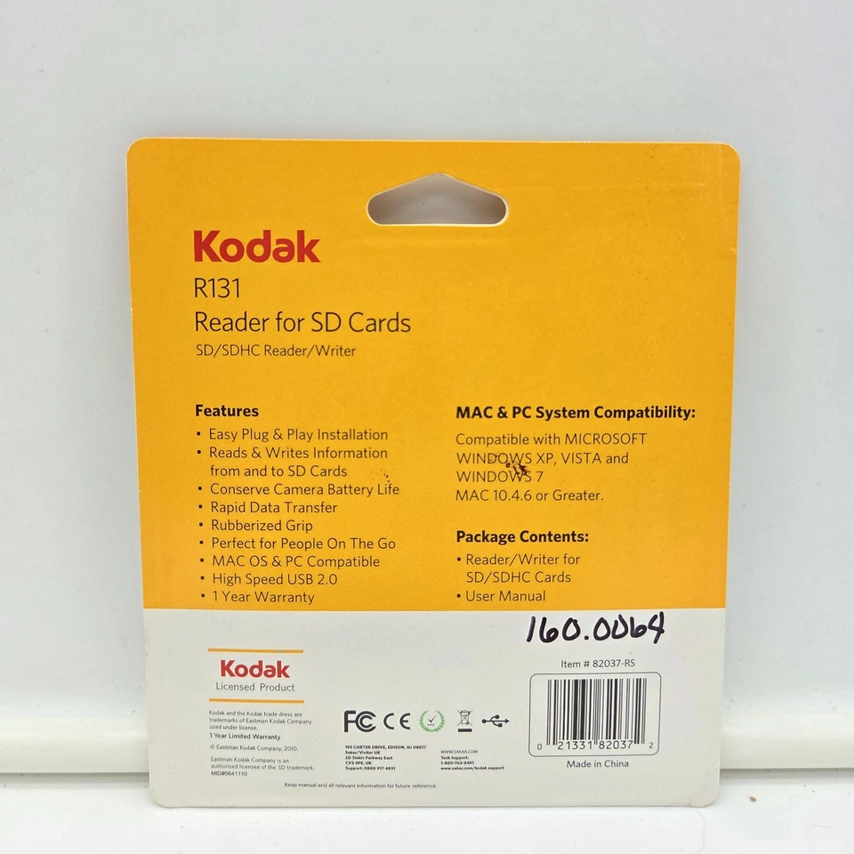 Kodak R131 SD/SDHC Card Reader Writer USB 2.0 – New Sealed Plug & Play PC Mac - Image 2 of 2