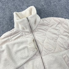 Abercrombie Fitch Jacket Small Cream Quilted Sherpa Fleece Full Zip Womens