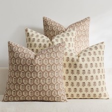 Set of 4 18x18 Floral Pillow Covers, Farmhouse Neutral Print Decorative Throw...
