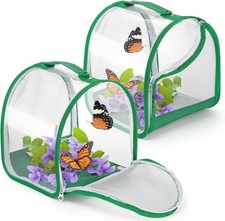 ZOOFOX 2 Pack Monarch Butterfly Habitat, 8" Small Collapsible Insect Mesh Cage T