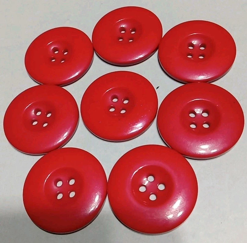8 botones acrílicos rojos vintage de 1"2/8 pulgadas Foto 2 de 4