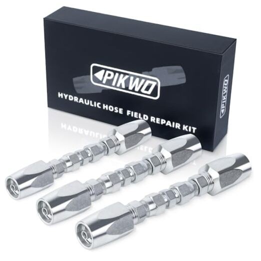 3Pcs Hydraulic Hose Field Repair Kit,1/4", 3/8", 1/4" (1), 3/8" (1), 1/2" (1)