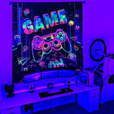 Gaming Curtains for Boys Bedroom, Gamer Window Curtain Glow in The Blacklight...