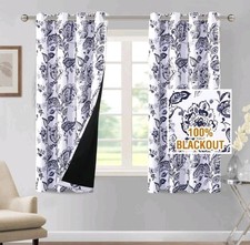 H Versailtex Blackout Curtains 52 X 63 Paisley Navy Set