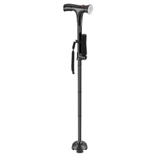 Sturdy Senior Safety Walking Cane W/LED Light Alarm 360 Rotating Non-Slip Base