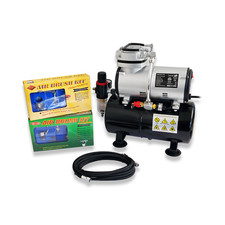 AIRBRUSH COMPRESSOR WITH TANK AIR BRUSHES 132 + 128 AND HOSE MODEL MAKING RDG