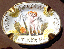 Cendrier Capodimonte Vintage 1950 - Décor Angelots & Putti - Céramique Italienne
