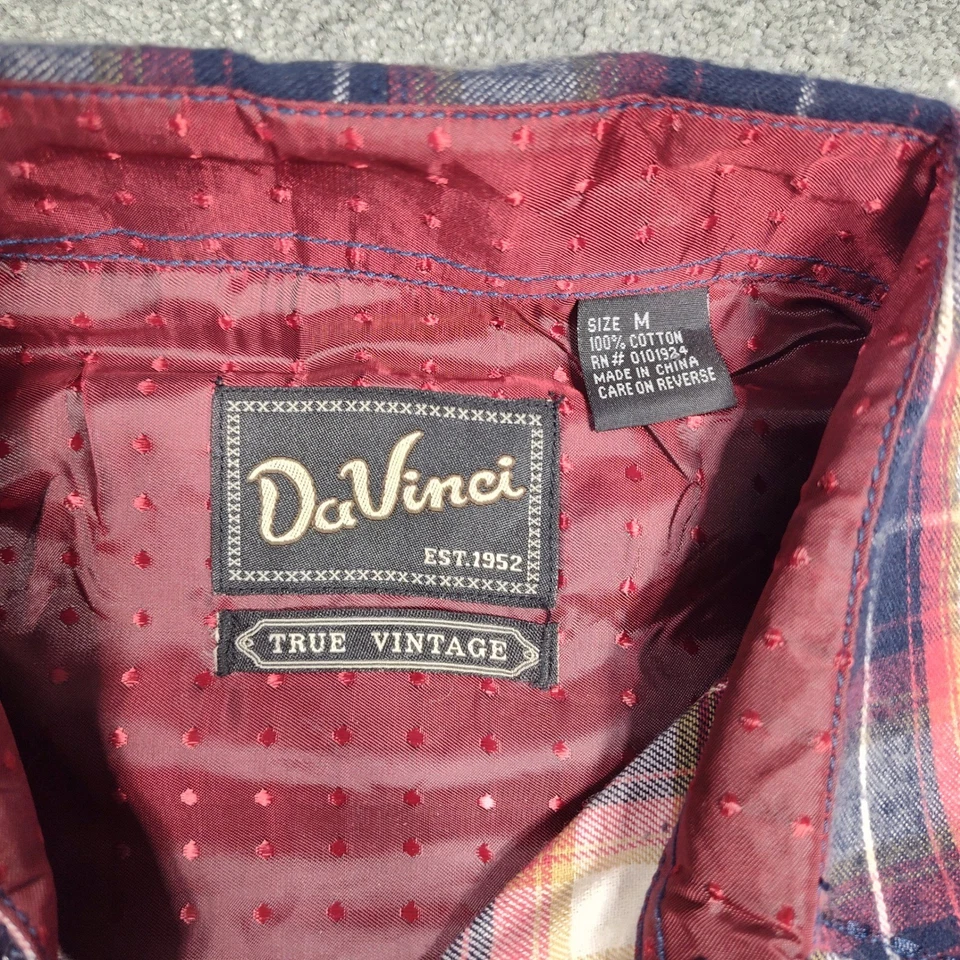 Camisa DaVinci Para Hombres M Franela a Cuadros Abotonada Verdadera De Colección Grunge Retro Informal Foto 2 de 4