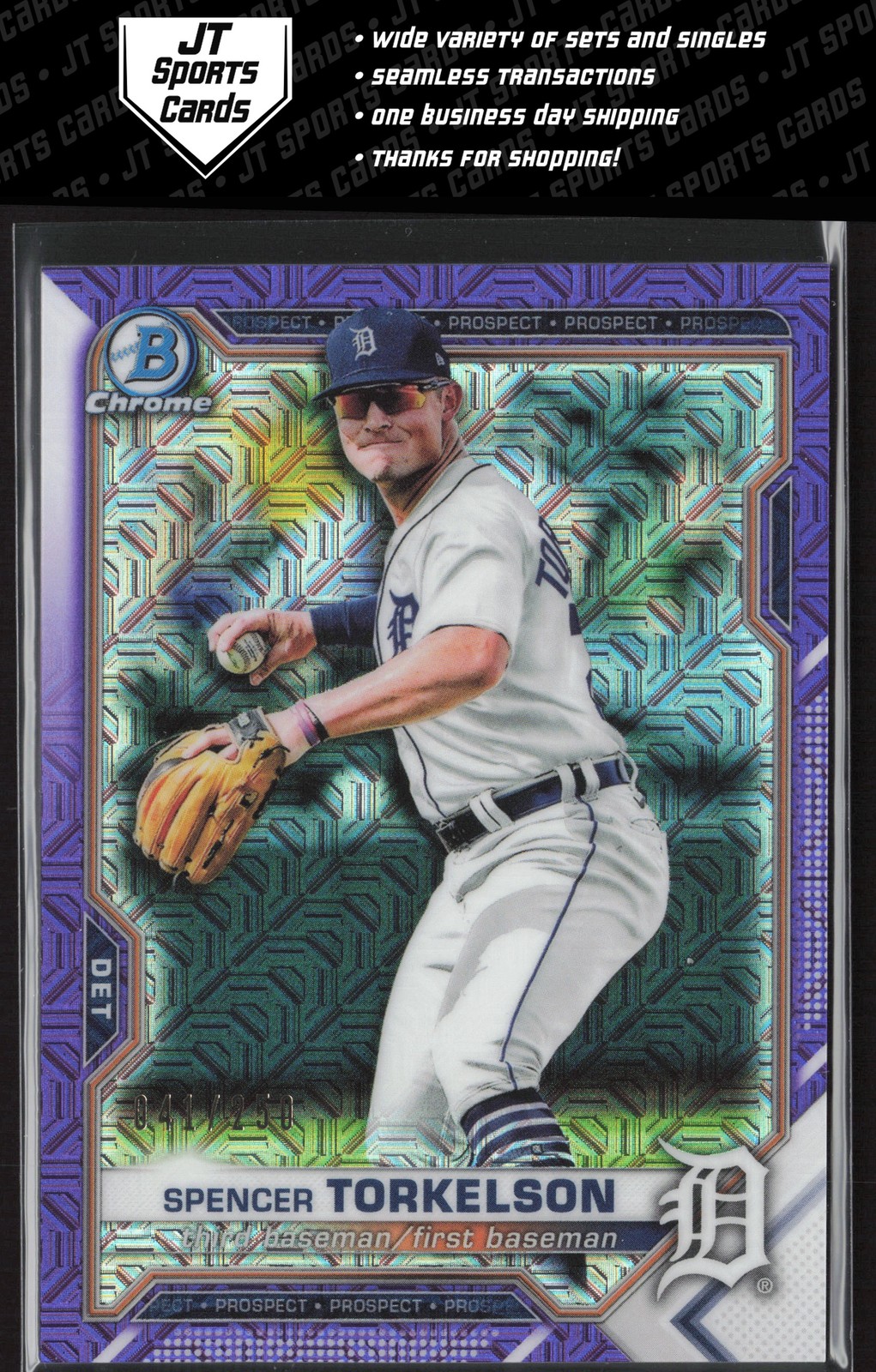 2021 Bowman Chrome Spencer Torkelson BCP-187 Purple Mojo Refractor /250 Tigers
