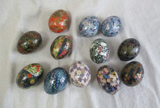 Set of 12 Vintage Floral Decoupage Paper Mache Easter Eggs Asst Colors Spring