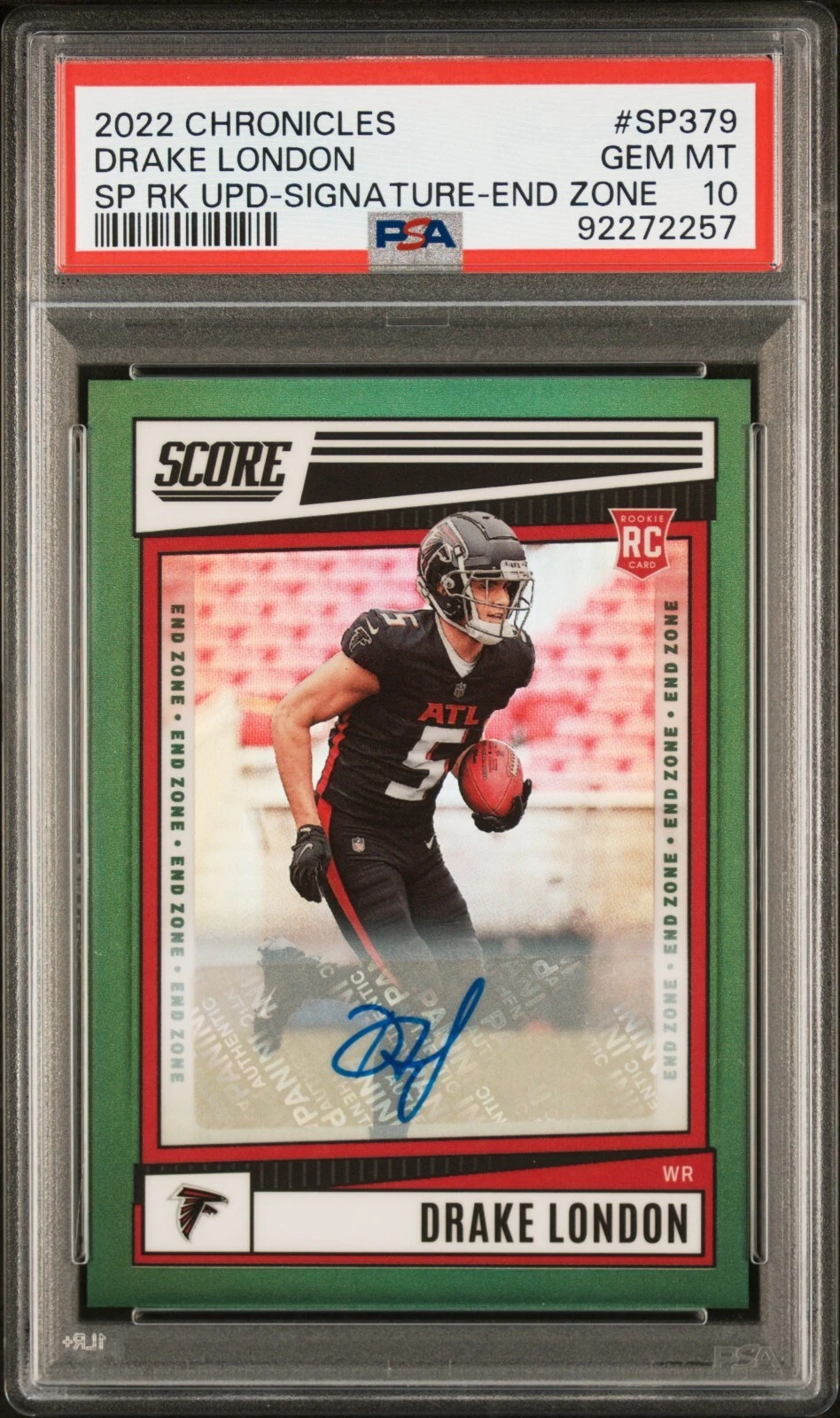 Drake London Panini Chronicles Score Premium Rookies Update #SP379 Signature-End Zone