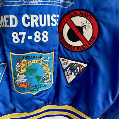 1980s US Navy Patched Souvenir Tour Jacket Pilot Desert Storm | eBay